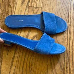 Mansur Gavriel blue suede sandals
